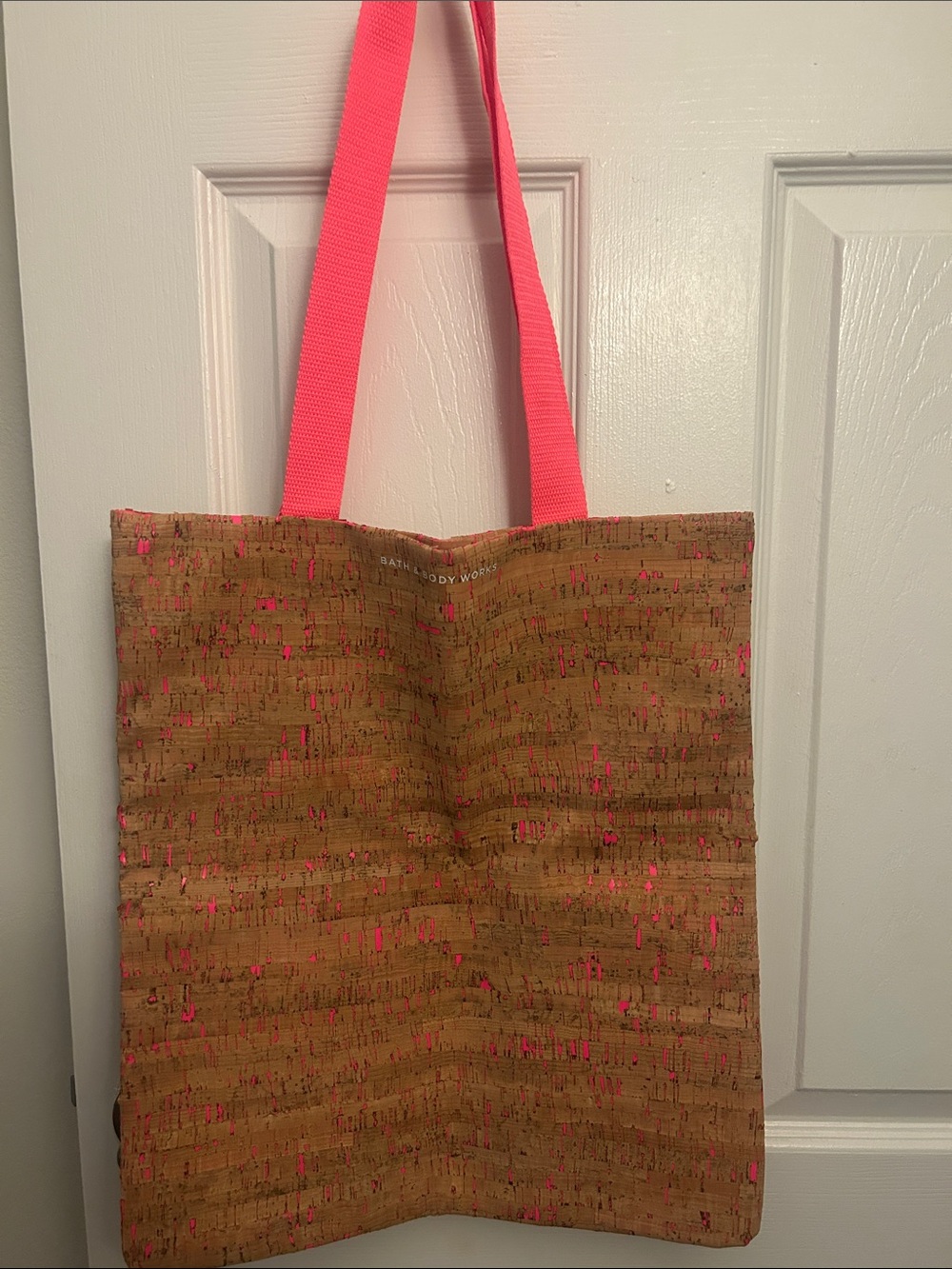 NEW Bath Body Works Cork Neon Pink Eco Friendly Reusable Beach Shopping Tote Bag